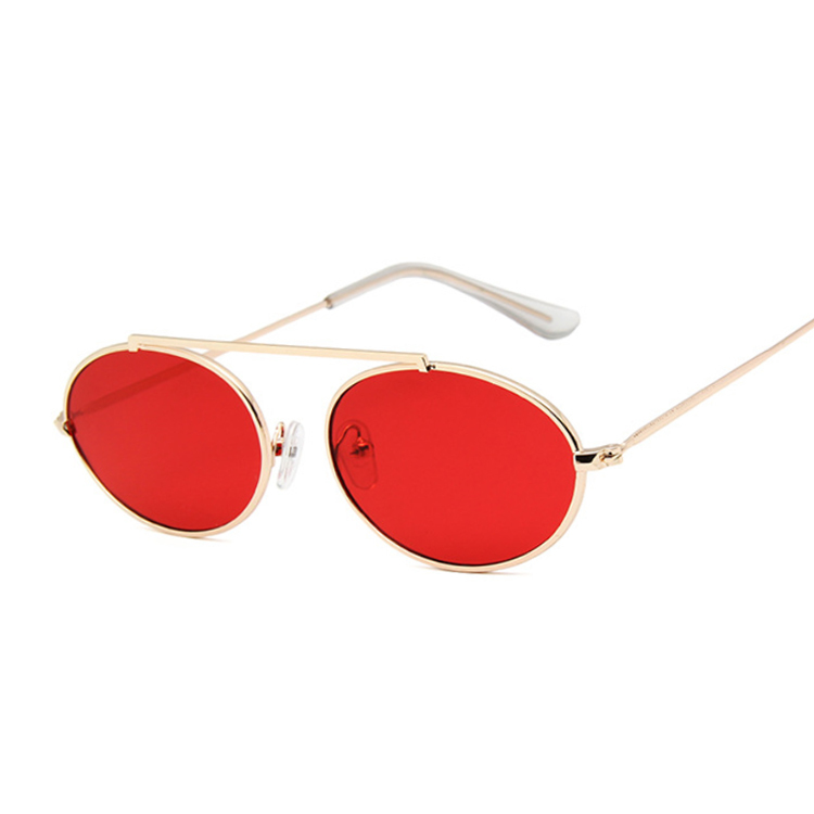 Gafas de sol ovaladas pequeñas Vintage para mujer, gafas de sol transparentes con montura metálica de , gafas de sol para mujer, gafas de sol Rosa UV400: GoldRed