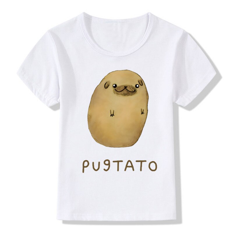 2019 crianças engraçado impressão pug camiseta crianças menino menina bebê manga curta verão sushi cão dogtato t camisa novidade topos t, ooo2301