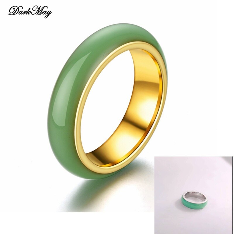 DarkMag-Anillo de Jade verde artificial para hombre y mujer, amuleto de jadeíta china, joyería inoxidable tallada a mano, artesanías,