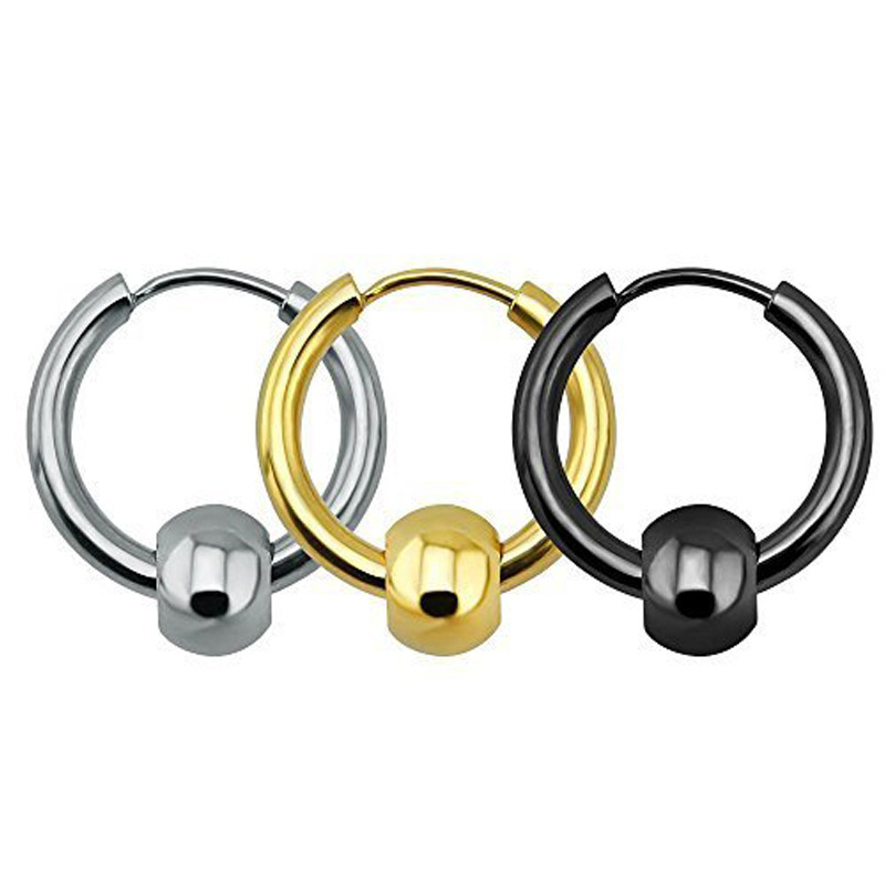 Goldfarbene IP-Beschichtung aus Edelstahl 316, kreisförmig, 8, 10, 12, 14, 16 mm, Kugel-Creolen, kein Verblassen, allergiefrei, klassischer kurzer Stil