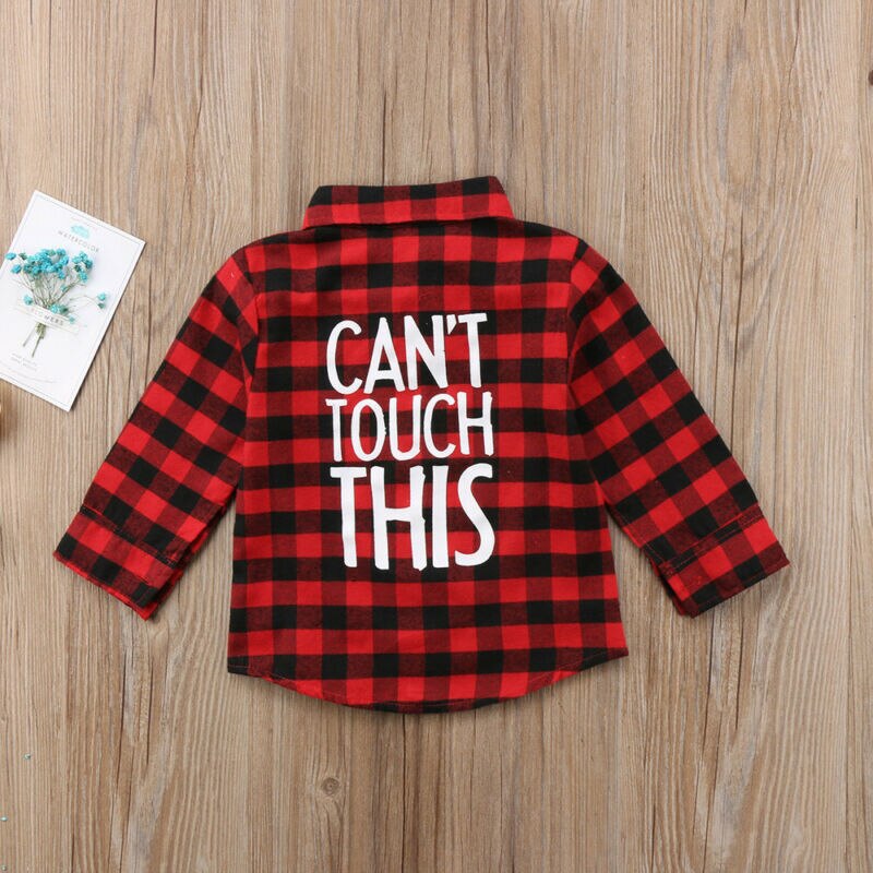 Chemise rouge et noire pour petits enfants | Chemise à carreaux à manches longues, chemise avec boutons et poche