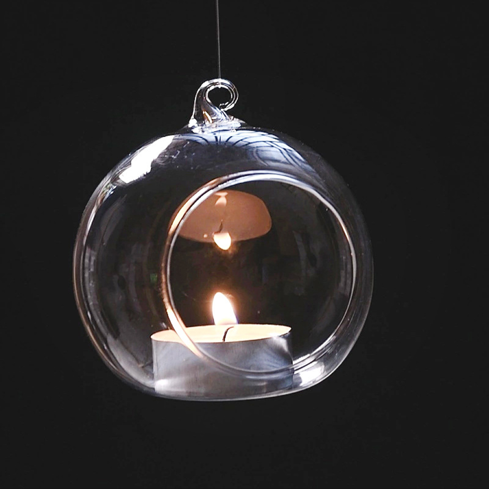 Retro glaskugle hængende stativ lysestage bryllup jern kunst boligindretning bord lanterne