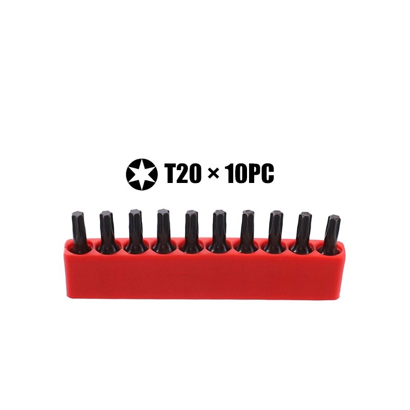 10pcs/lot 25mm Torx Screwdriver Bits With Hole Magnetic Set T20 T25 T6-T40 1/4 Inch Hex Shank Electric Screw Driver Star Bit Set: T20