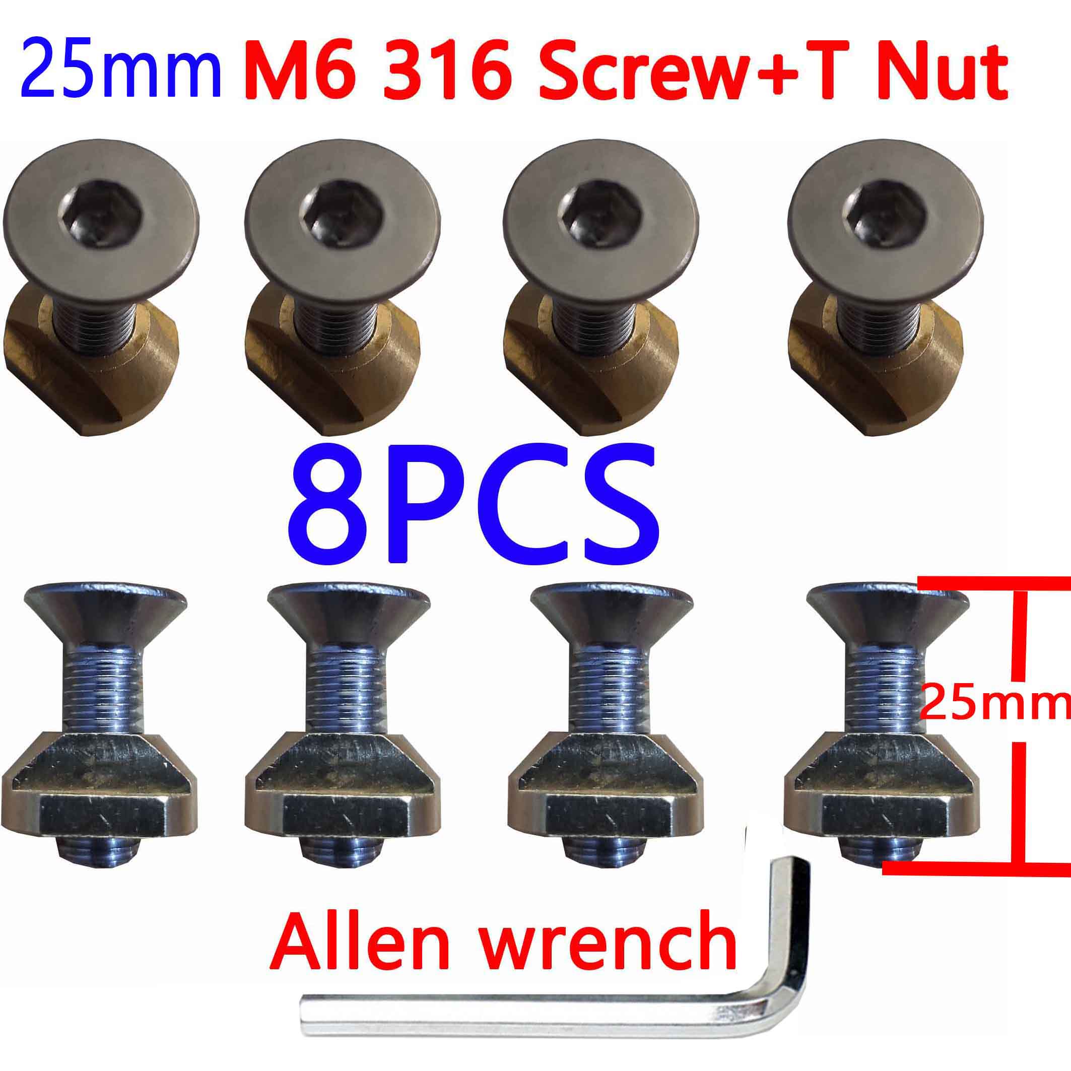 Hydrofoil Mounting Allen wrench 316 screws(25mm and 30mm) and M6 T-Nuts