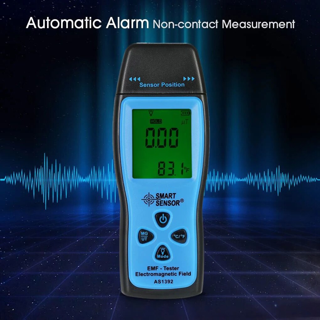 Handheld Electromagnetic Radiation Detector Digital LCD EMF Meter Smart Sensor AS1392 Radiation Meter 0-2000mG Dosimeter Tester
