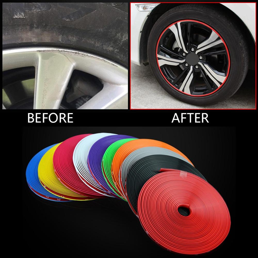 Protector de llantas para coches, moldura de goma para vehículos, tira de decoración de 8m el rollo