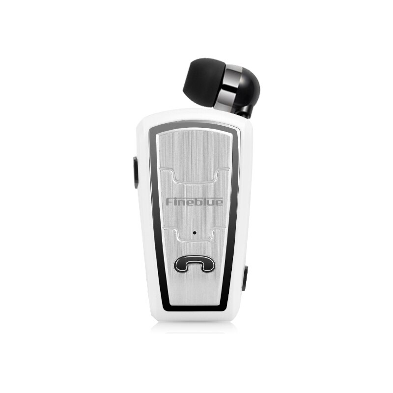 Fineblue FQ208 Bluetooth Headset - Wireless Clip-on Earphone with Mic - for iOS & Android: White