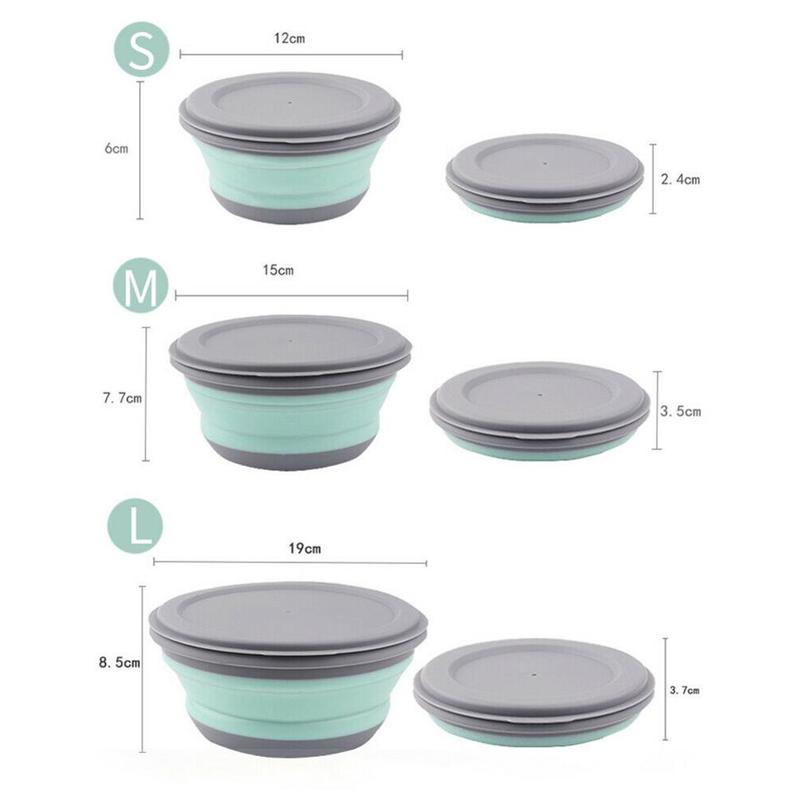 3Pcs Outdoor Reizen Camping Draagbare Siliconen Vouwen Kom Picknick Servies Compressie Bowls Cup Baby Lunch Voedsel Gerechten Platen