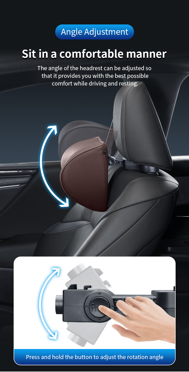 Multifunktionales Auto-Kopfstützenkissen, Erinnerung-Schaum-Auto-Nackenkissen, unterstützt Halswirbel und Kopf, weicher Samt, verstellbare Höer