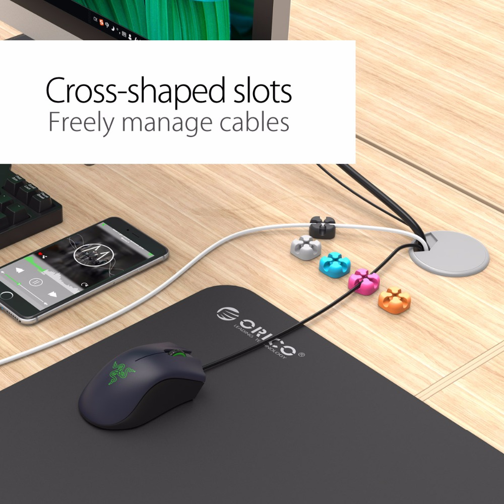 ORICO Cable Organizer Colorful Stand Protector Cord Storage Silicone Cable Organizer Desktop Organizer Cable Management Tape