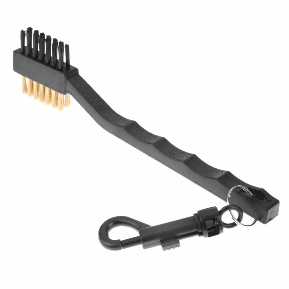 2 Sided Brass Wires Nylon Golf Club Brush Groove Cleaner Kit Black FK88