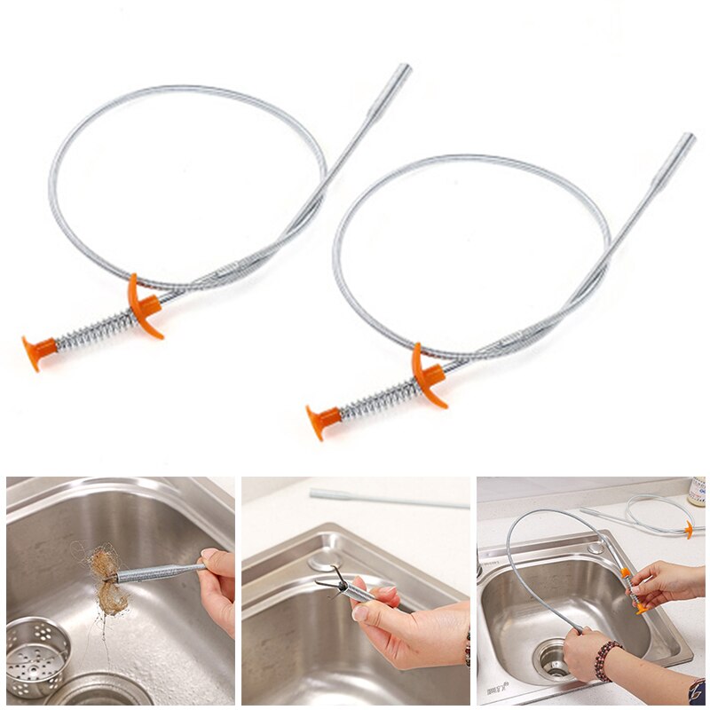 Portable Drain Sewer Snake Cleaning Auger Drain Clog Wire Cable Cleaner Tool 60CM Sewer Cleaning Tool Easy Bending Slender