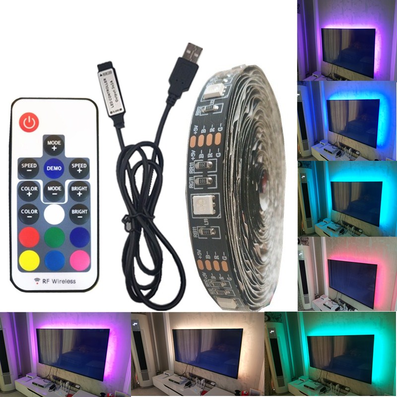 DC 5V USB LED Strip 5050 Waterdichte RGB LED Light Flexibele 50CM 1M 2M voeg 3 17Key Afstandsbediening Voor TV Achtergrond Verlichting