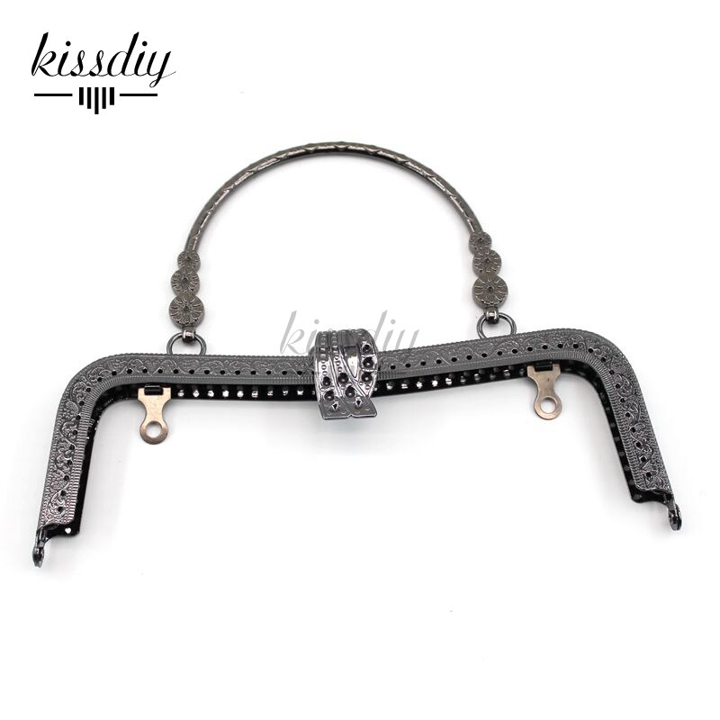 KISSDIY-Marco de Metal Vintage para bolso, accesorio para bolso con asa de cierre, Bronce Antiguo, plata, dorado, beso, 20,5 cm, 3 unids/lote: Gun Black