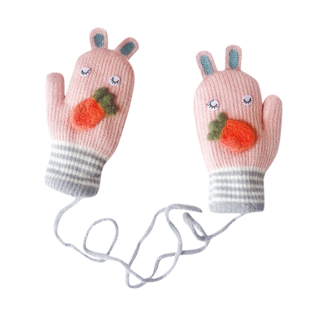 Baby Cartoon Full Finger Warm Gloves Thicken Knitted Mittens Gloves Toddler Boys Girls Cute winter mitten Guantes de bebe