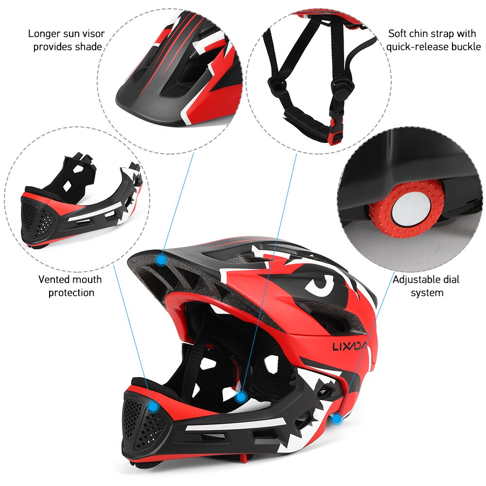 Lixada Kids Detachable Full Face Helmet Children Sports Safety Helmet for Cycling Skateboarding Roller Skating Helmet