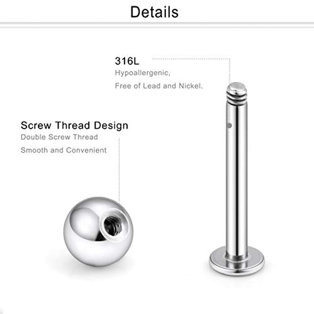 3pcs 16g Labret Studs Lip Ring Snakebite Monroe Bioflex Flexible Cartilage Conch Forward Helix Tragus Steel Ball Pick Size