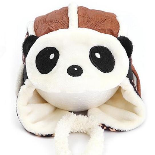 Doitbest 2 to 6 år baby gutt bomber lue tykkere tegneserie panda vinter luer pels inni barn hatter barn jenter øreklaff caps: Brun