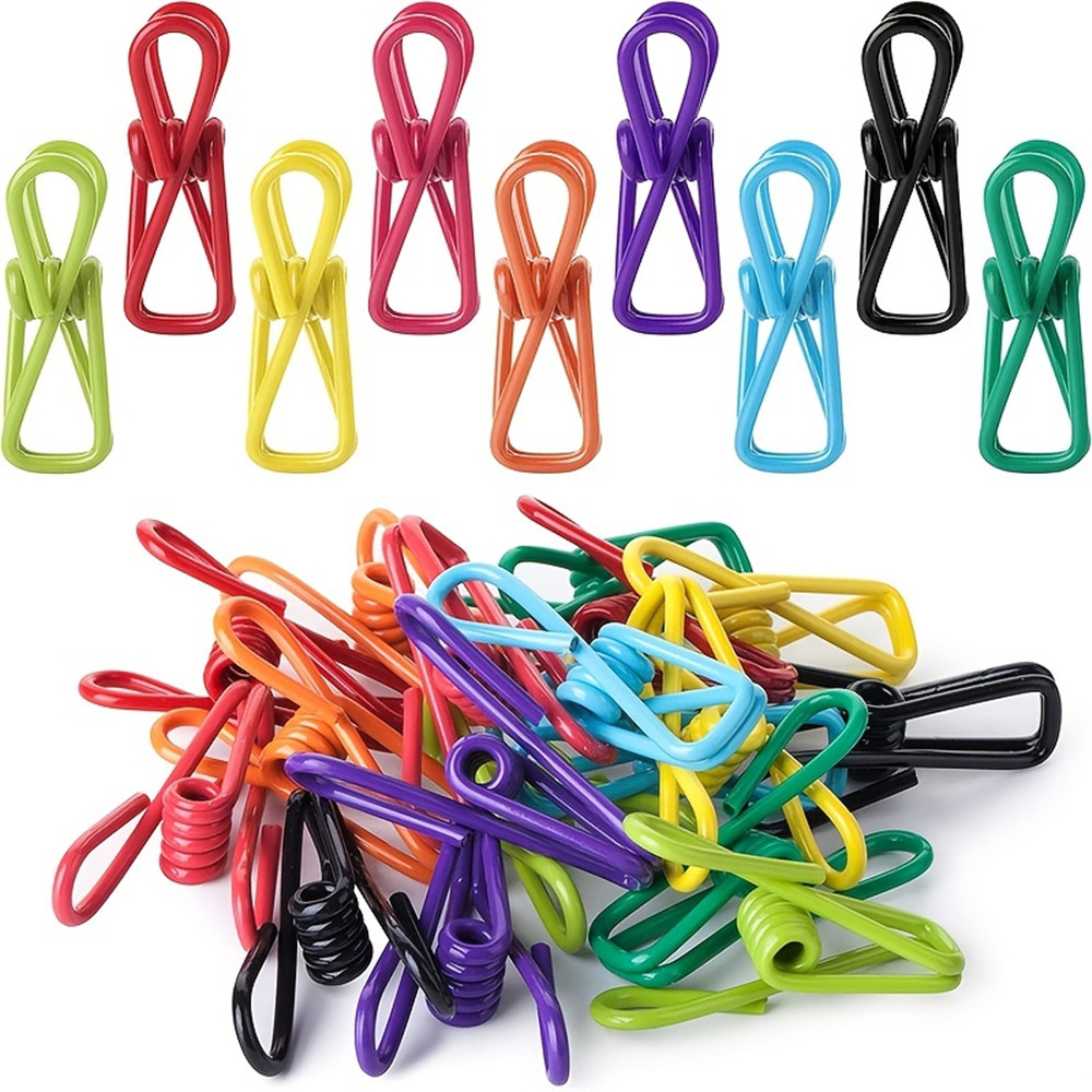10 Stück Chip-Clips Utility PVC-beschichteter Stahl clip hochela tische Metall klammern Wäsche klammer für Lebensmittel verpackungs clips: Default Title