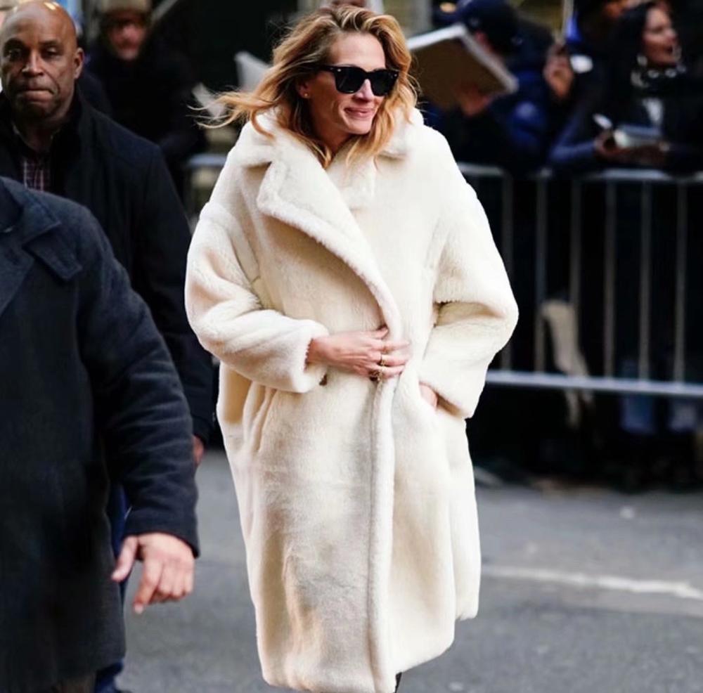 Abrigo largo de piel sintética con cuello con muescas para mujer, Chaqueta larga mullida de borreguito, ropa para mantener el calor, color púrpura, para invierno