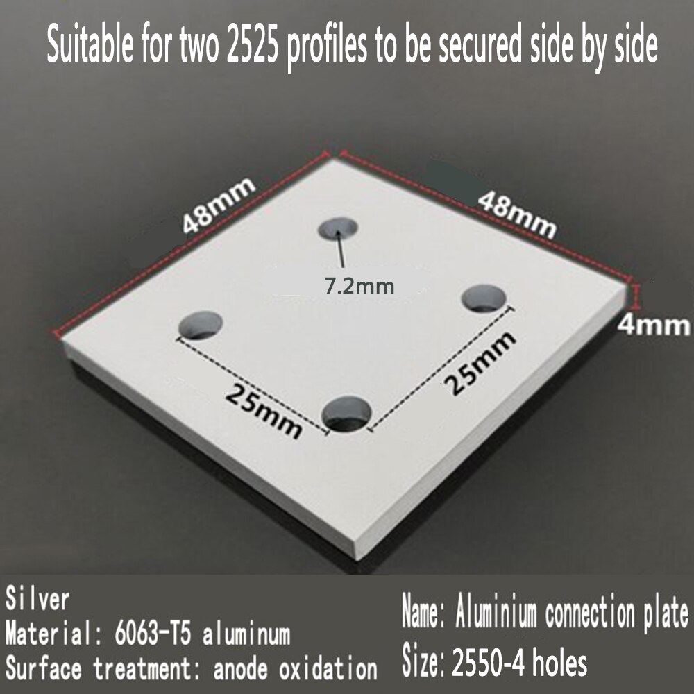 Vertical connecting plate aluminum profile reinforcement plate /3030/4040/4545/6060/8080/9090 hole one word connector: 2550-4 Hole