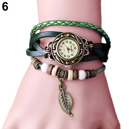 Women's Watch Retro Leather Bracelet Tree leaf Decoration Wrist Watch Ladies Quartz Watch relogio feminino часы