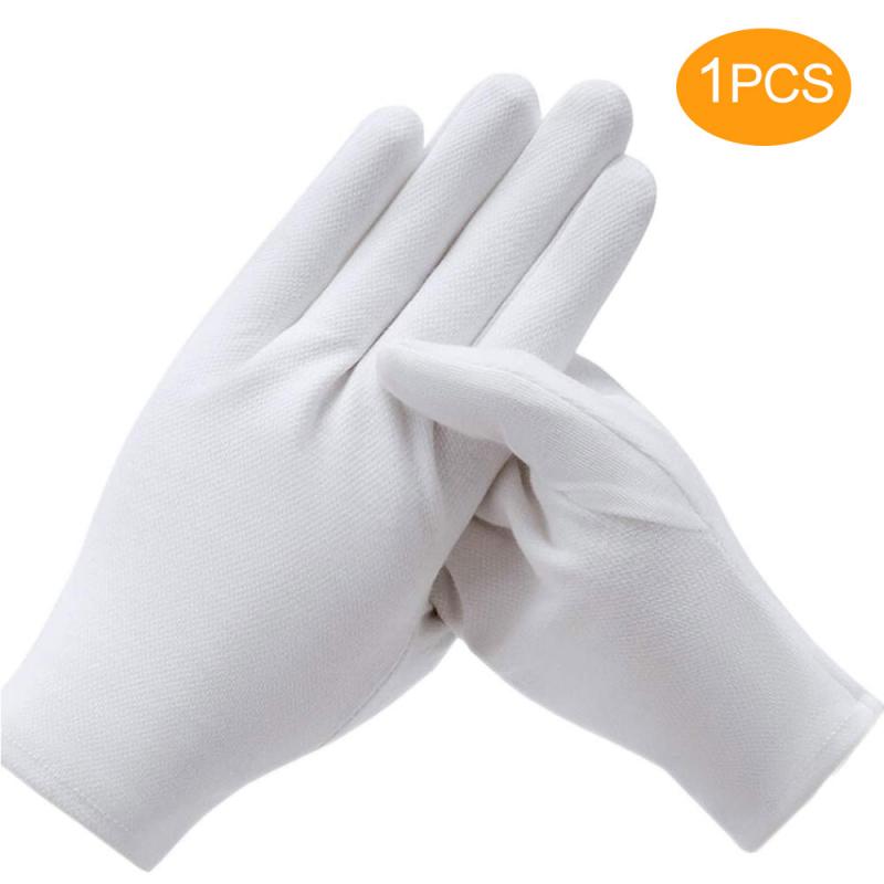 1 Pairs Gloves White Cotton Work Gloves For Dry Hands Handling Film SPA Gloves Ceremonial Inspection Gloves Equipments
