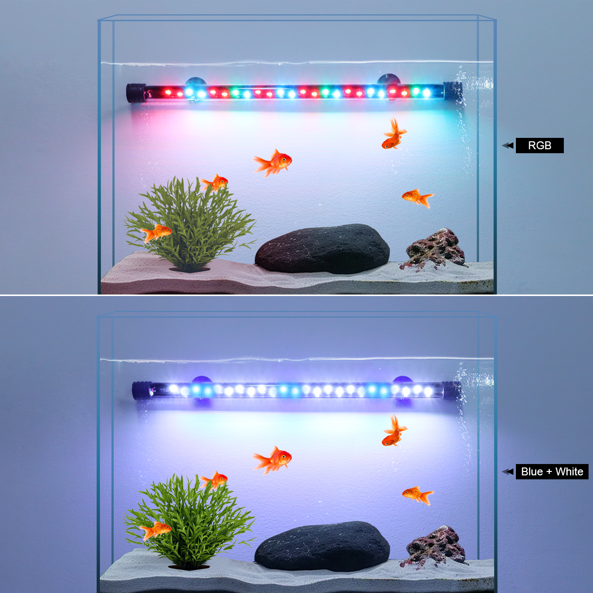 48/38CM LED pecera lámpara de tubo subacuática barra de luz 220V UE para acuario sumergible peces mascota planta crecimiento iluminación Decoración