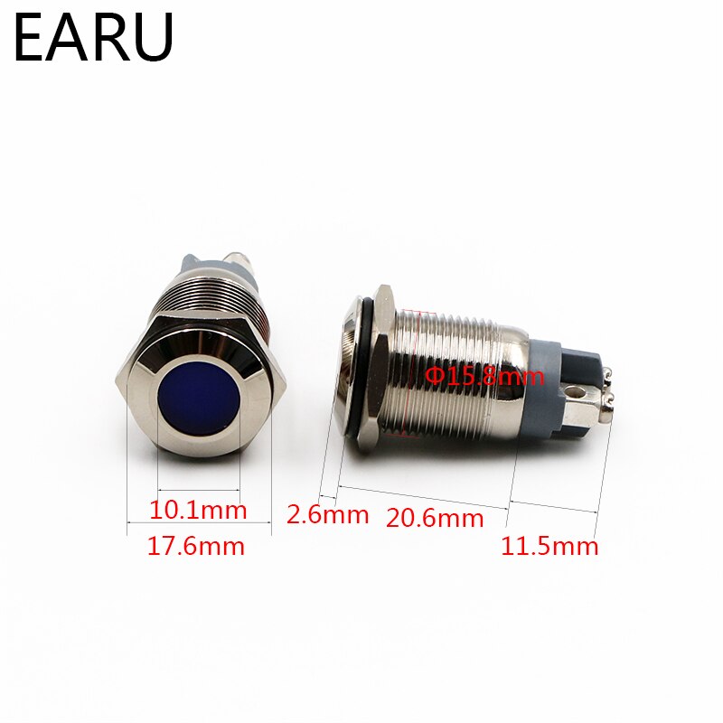 Lot De 5 Voyants LED Panneau 16mm Étanche Rouge - 9-24V AC - Neuf