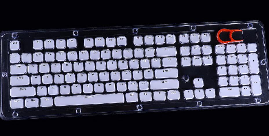 White Low Profile Keycaps for Mechanical Keyboard Crystal Edge White with Key Caps Puller Hard Plastic 104 Keys US Layout: Default Title