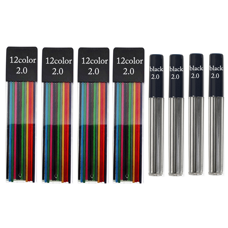 Lápiz mecánico retráctil de Metal/plástico, bolígrafo de 2mm de recambio 2B para la escuela de dibujo de bocetos, color negro, 2,0: Caqui oscuro