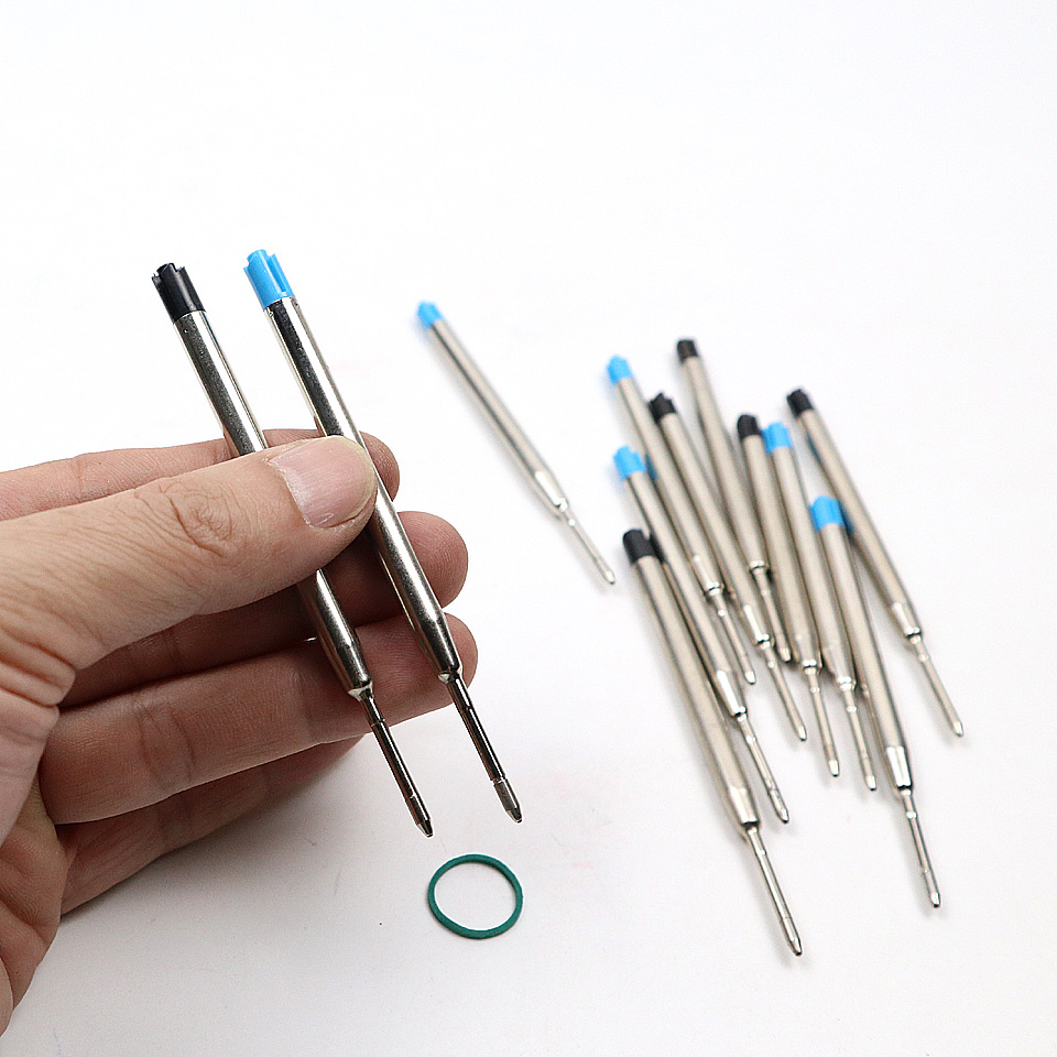 Recarga de caneta esferográfica para escritório, recarga de caneta esferográfica rolo com 9 tamanhos preto/azul de 0.7mm, tinta média, para escola e escritório, papelaria