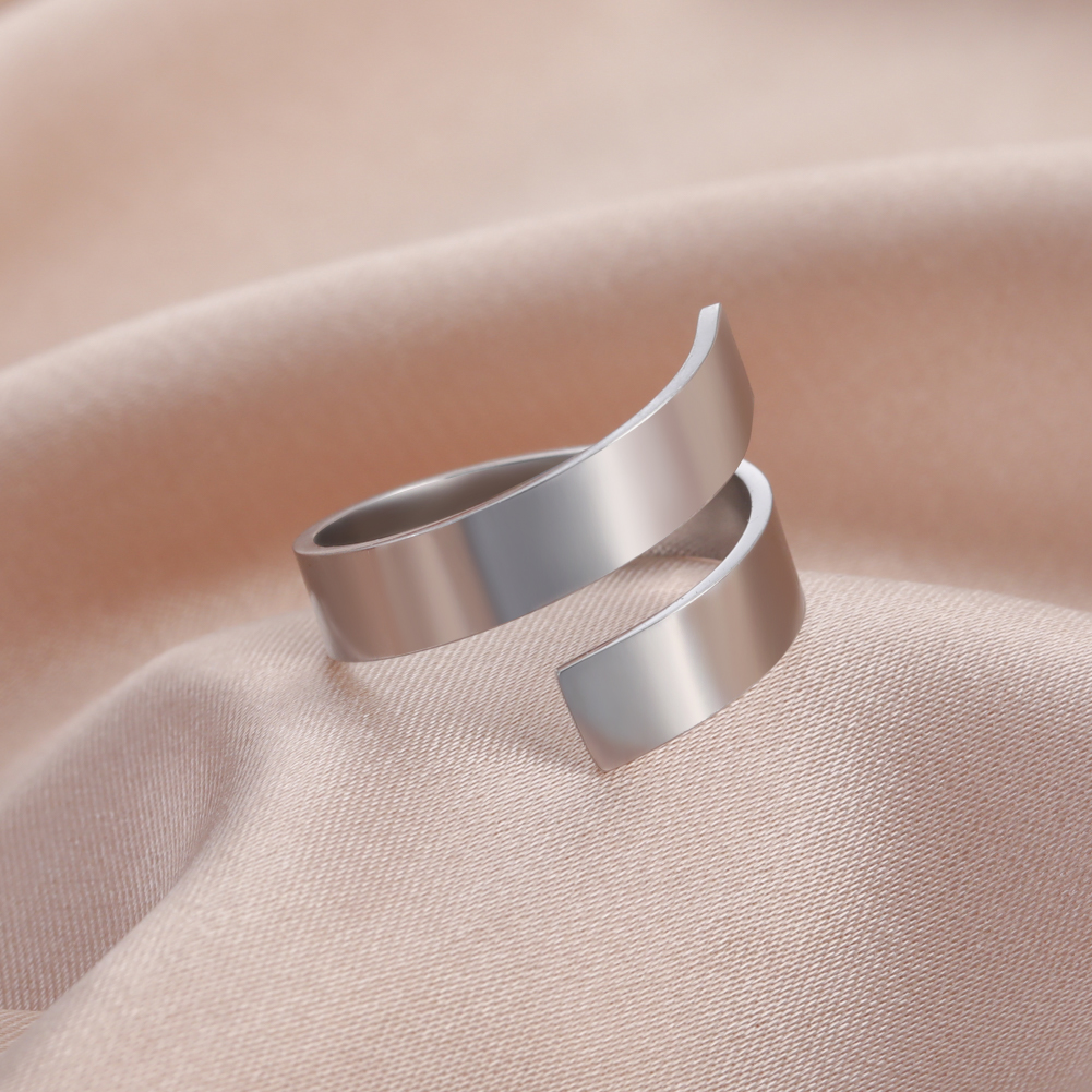 Unift regolabile in acciaio inossidabile aperto lucidato anello a spirale per le donne stile semplice gioielli di moda accessori minimalisti regali
