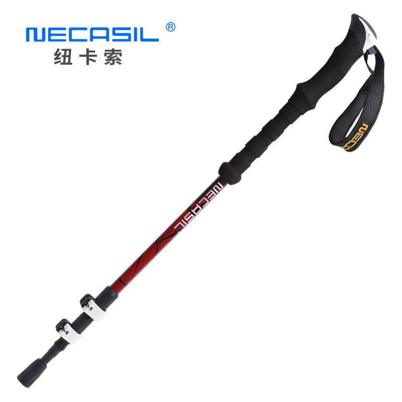 Nordic Walking Stick Camping Hiking Stick Aluminium Alloy Rod Ultralight Adjustable Telescopic Alpenstock Trekking Pole: red