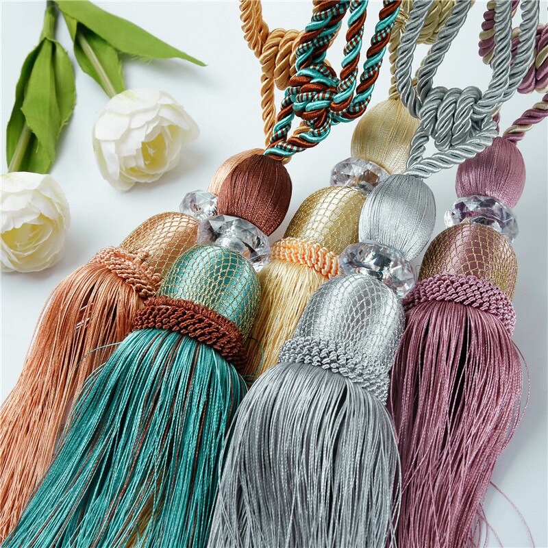 YokiSTG – embrasses en maille dorée pour rideaux, accessoires de luxe avec pompon, décoration de la maison, 2 pièces