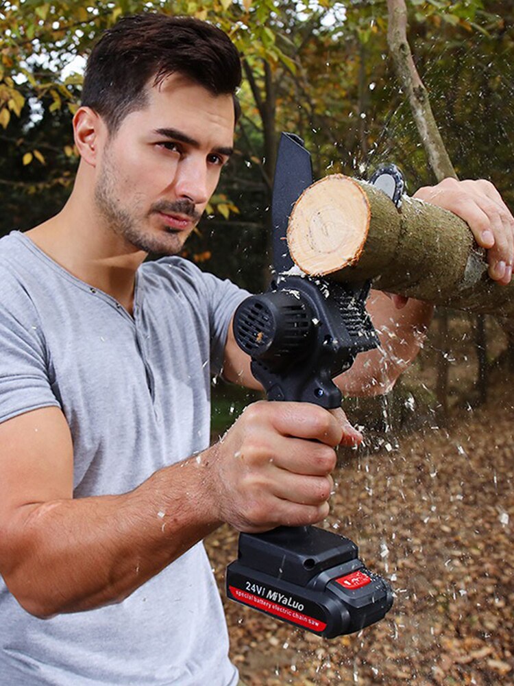 Mini Electric Chainsaw Cordless Handheld Pruning Saw Portable 21V Battery Woodworking Machine Home Garden Logging Power Tool