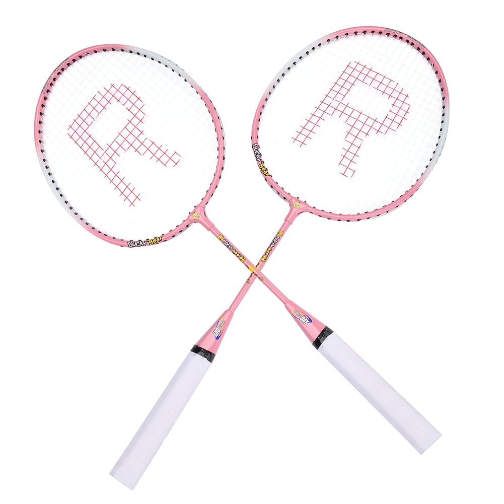 Badminton Rackets Light Weight Ferroalloy Badminton Rackets for Kids Teenager Cartoon Badminton Racket: Pink