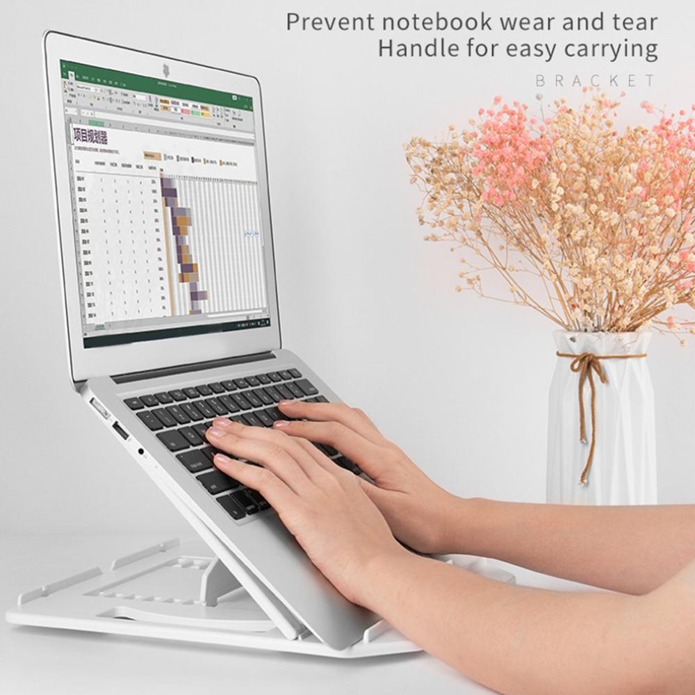 Adjustable Foldable Laptop Stand Non-Slip Desktop Notebook Holder 360 Degree Rotatable Chassis Laptop Stand: white standard