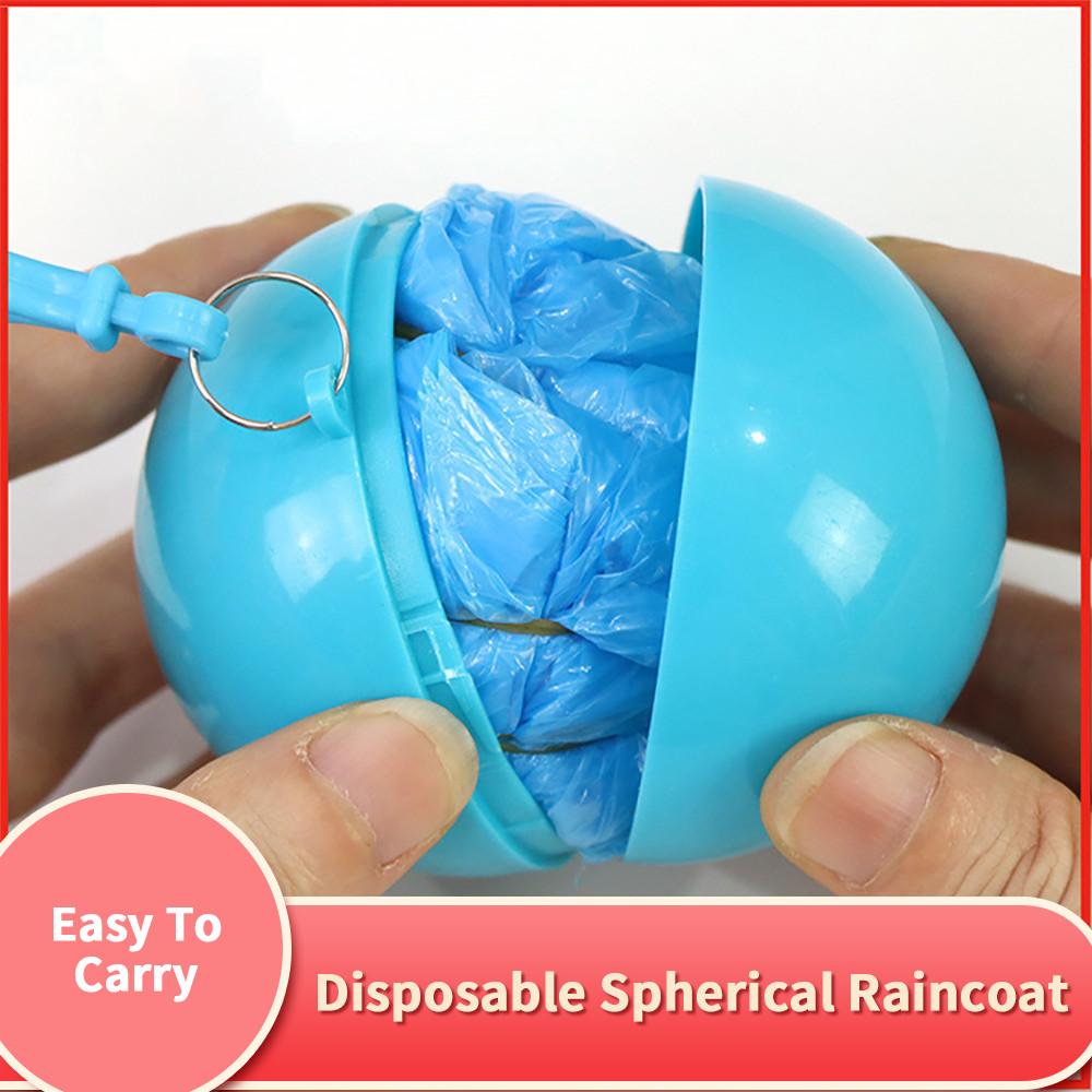 Convenient Portable Rain Ponchos Ball Adults Child Disposable Rainwear Emergency Waterproof Raincoat Colorful Poncho with Hook