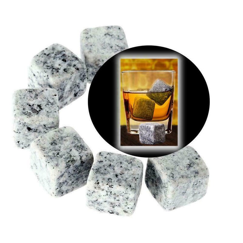 Seaan Whiskey Stones Herbruikbare Ijsblokjes 6 Pc Graniet Drinken Stenen Fluwelen Pouch Milieuvriendelijke