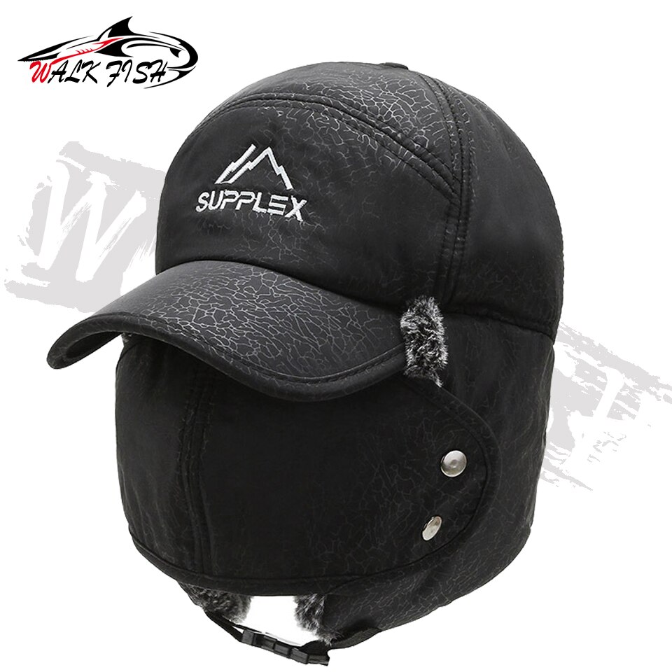 chodzić ryba czapka wędkarska zima ciepły mężczyźni Lei Feng czapka ochrona słuchu wiatroszczelna wodoodporna czapka narciarska aksamitna gruby odkryty kapelusz wędkarski: rodzaj C-czarny