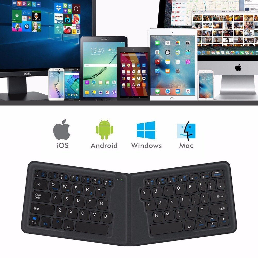 [AVATTO] Weiche Leder Oberfläche Tragbare Bluetooth Wireless Faltbare Tastatur für Android IOS Telefon Tablet Windows Mac Laptop PC