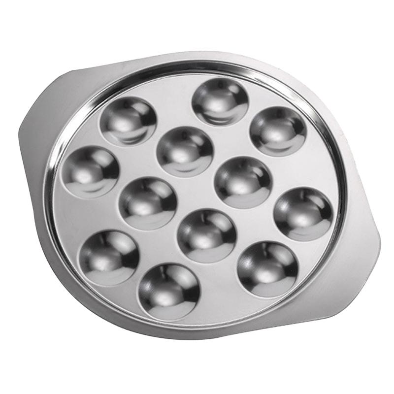 Rustfritt stål snegleplate 12 skrog conch serveringsplate metall grille escargot tallerken sjømatte bakeplate serveringsfat