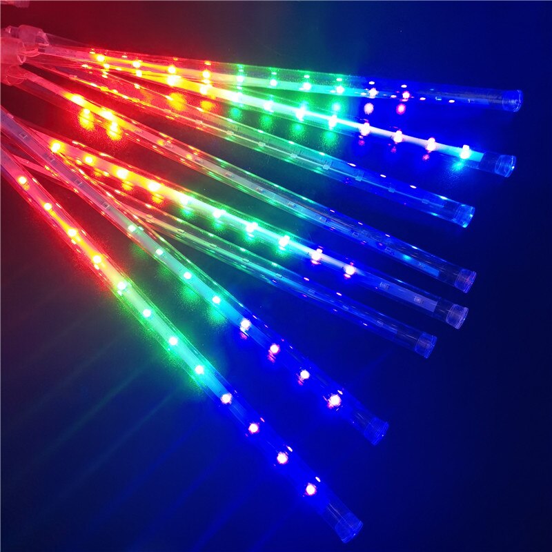 8 Tubes LED Meteor Shower Strip Light Outdoor Waterproof Fairy Lights for Garden Street Garlands Christmas Decorations: Multicolor / 50cm US Plug 110V