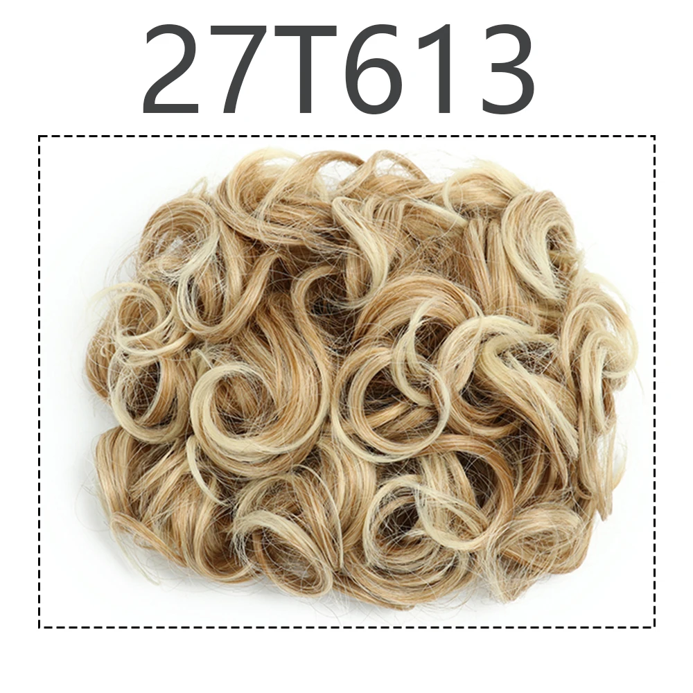 Moño de pelo sintético para mujer, moño rizado marrón Rubio, moño desordenado, peine, Clip en extensión de cabello, Updos, postizos