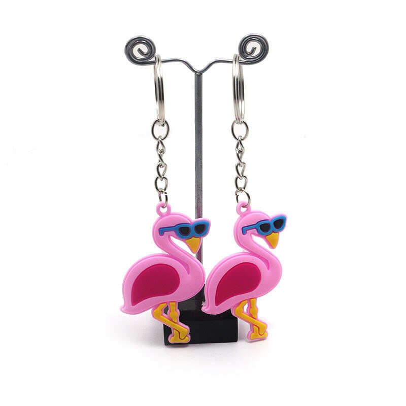 6 stk pink flamingo gummi nøgleringe hawaii fest favoriserer fødselsdagsfest dekorationer børn voksen baby shower bryllup dekorationer