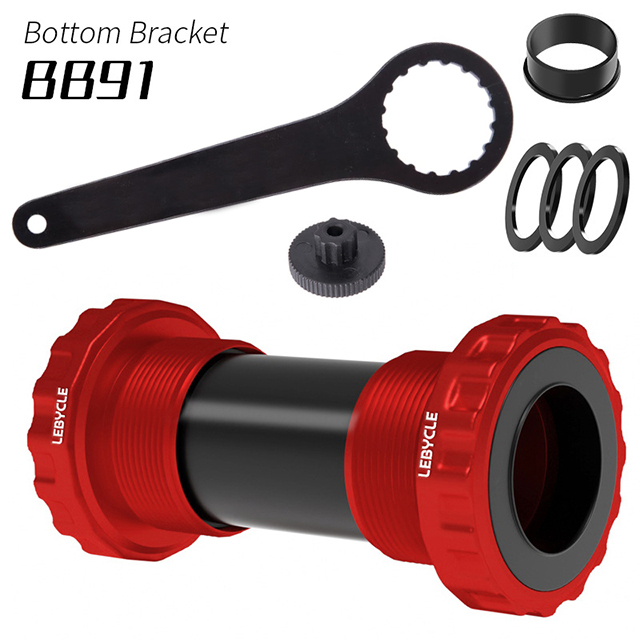 ZTTO BB91-Juego de soporte inferior para bicicleta, con rosca sellada tipo 68, 73mm, carcasa BSA68 de 24mm, eje spline para bicicleta de montaña y carretera, soporte inferior para bicicleta: 1 set of red
