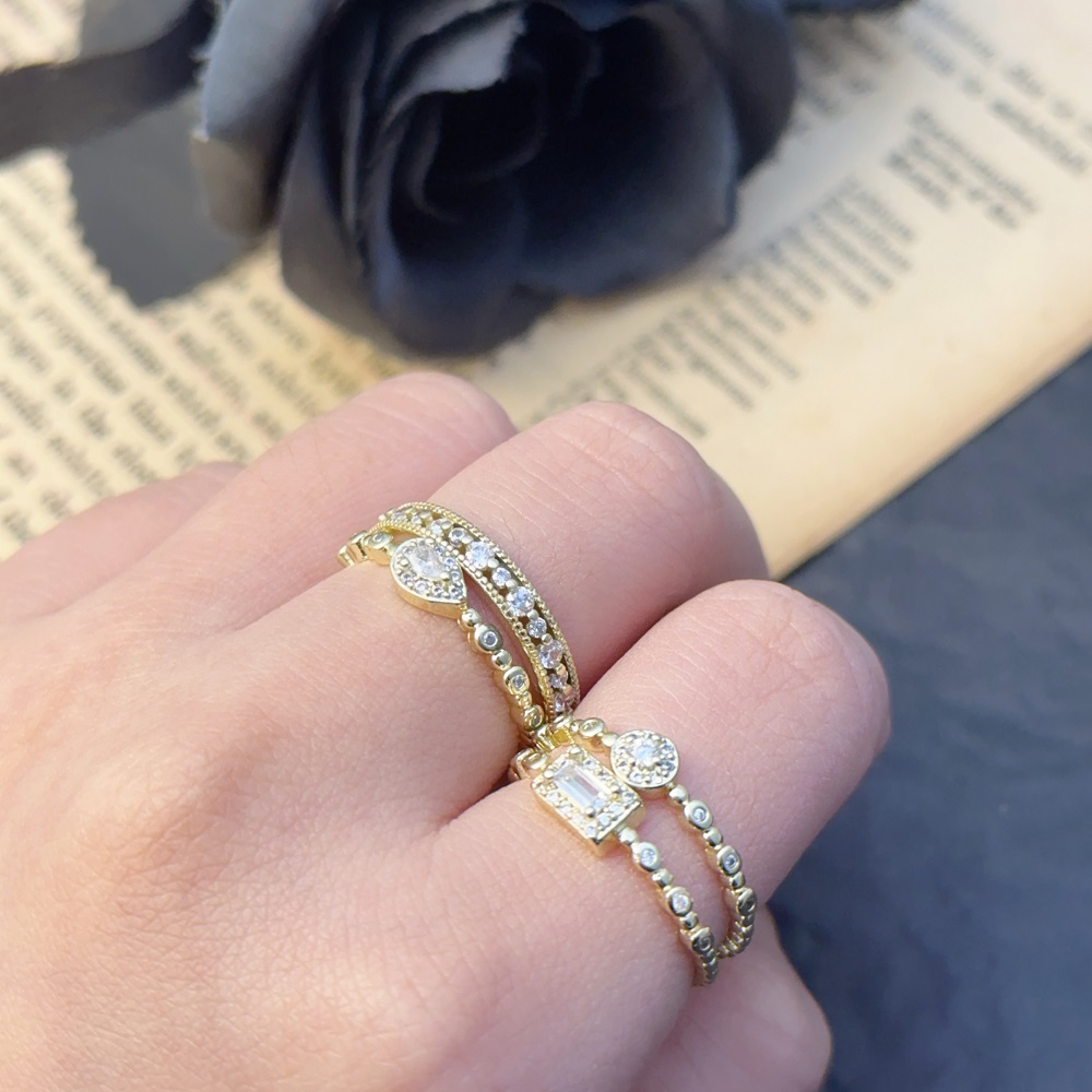 Anillos de tendencia Noble de Color dorado estilo INS para mujer, anillos delicados de dedo Midi de circón Lux de entrada para niña, joyería de aniversario KAR229