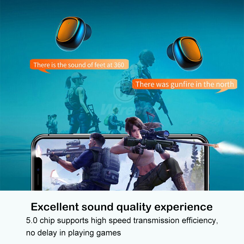 Wiresto True Wireless Earbuds Mini Bluetooth Earphone Stereo Touch Control Bluetooth 5.0 Sport Earpiece Small Headset