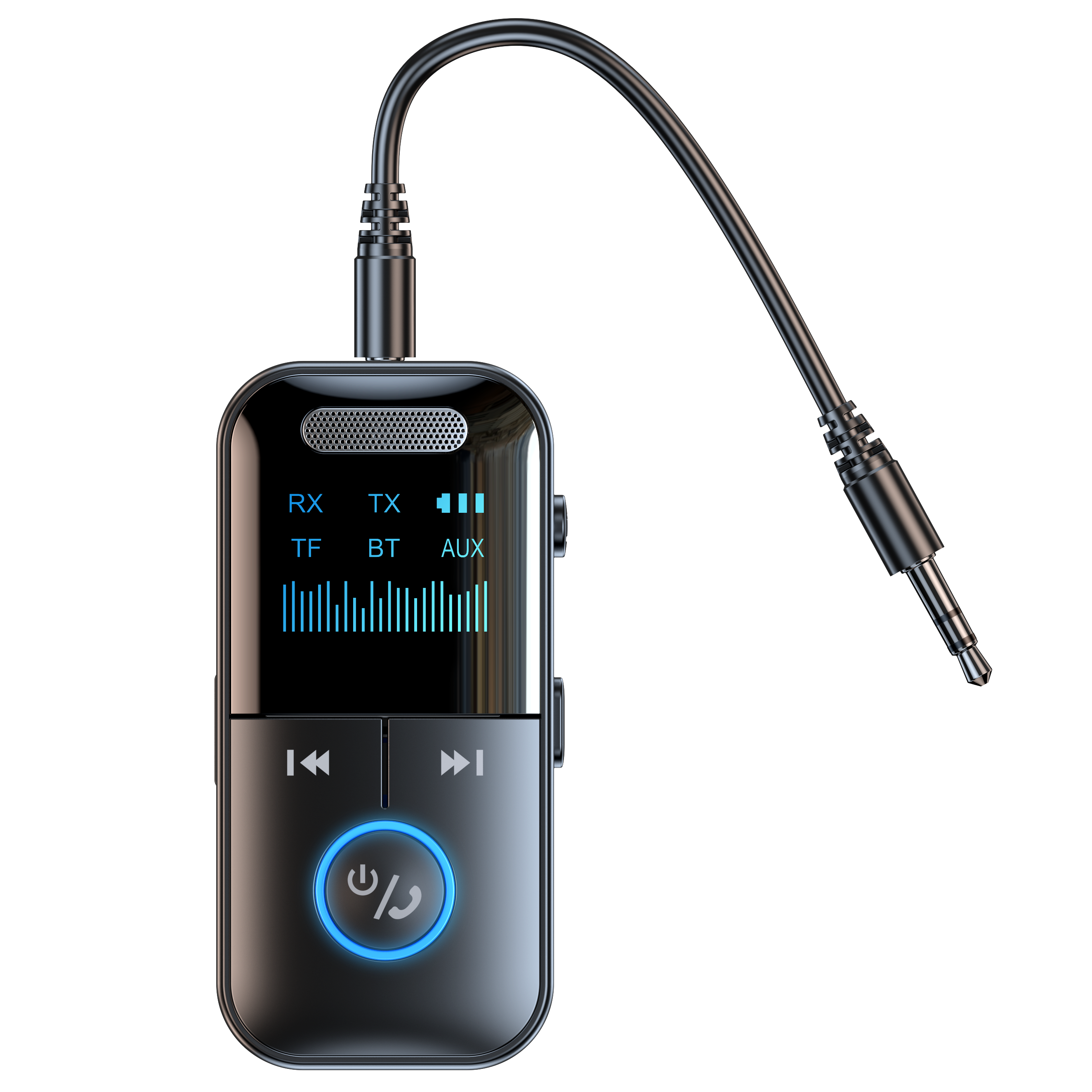 Adaptador aux bluetooth 5.4, transmissor receptor de áudio, entrada de 3.5mm, display led para carro/casa, estéreo/fones de ouvido com fio/alto-falante/tv: Default Title